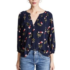 Joie Addie B Cherry Silk Blouse - Small